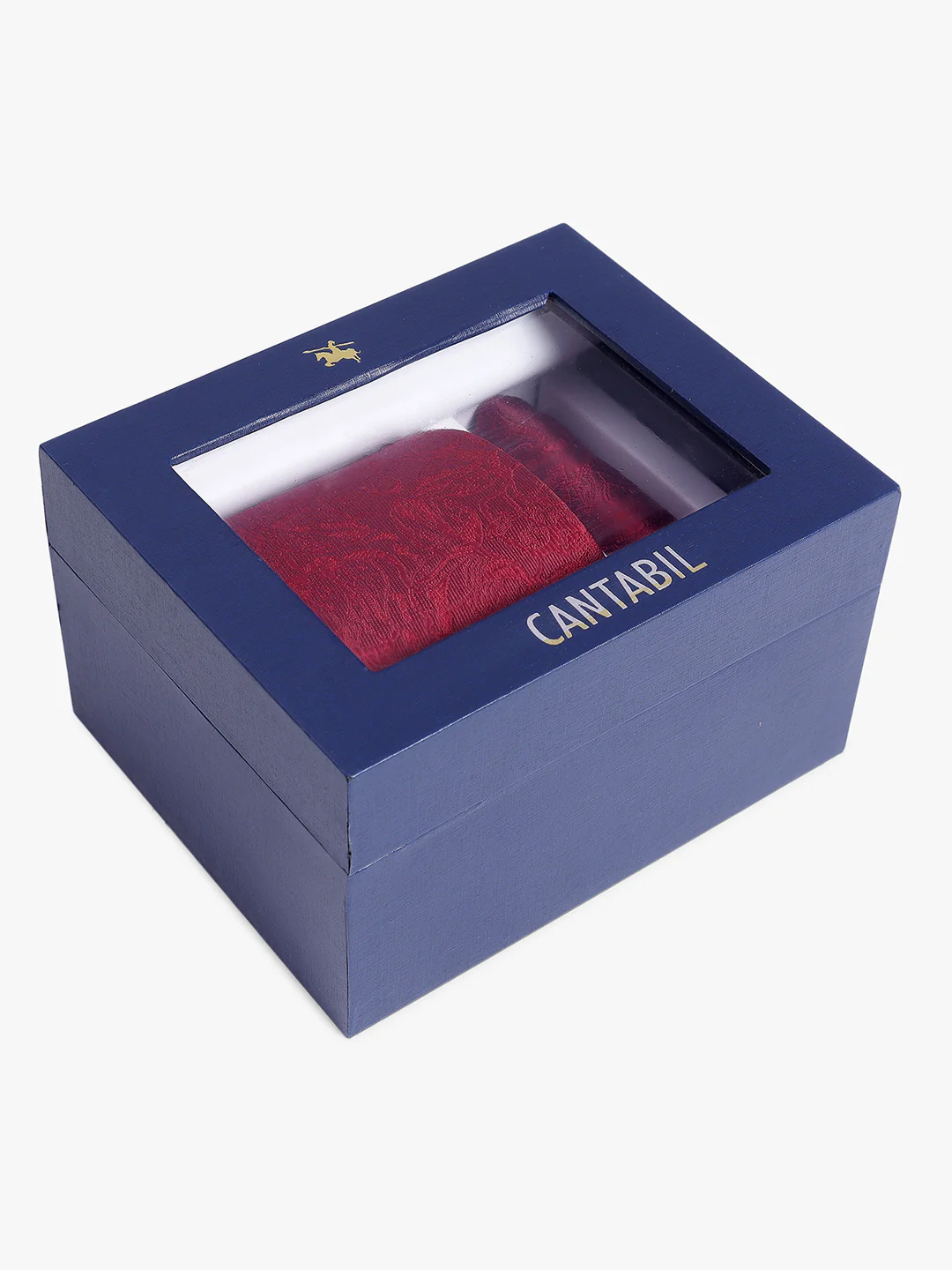 Men's Wine Printed Tie With Pocket Square Set - Image 8