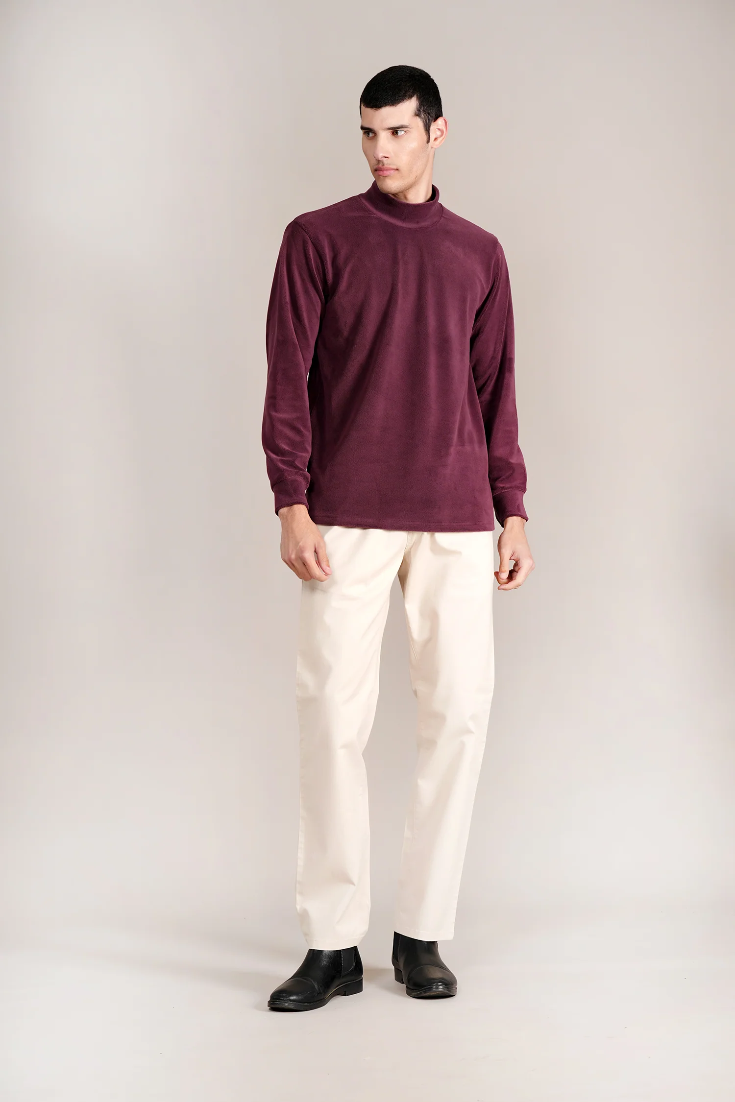T-Shirt for Men | Breathable & Soft with Color Fastness Regular Fit High Neck Cotton Blend Fabric Solid Pattern - Image 2