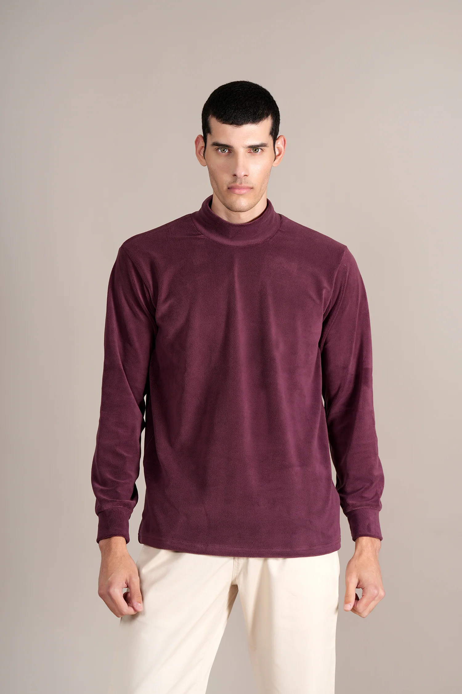 T-Shirt for Men | Breathable & Soft with Color Fastness Regular Fit High Neck Cotton Blend Fabric Solid Pattern - Image 3