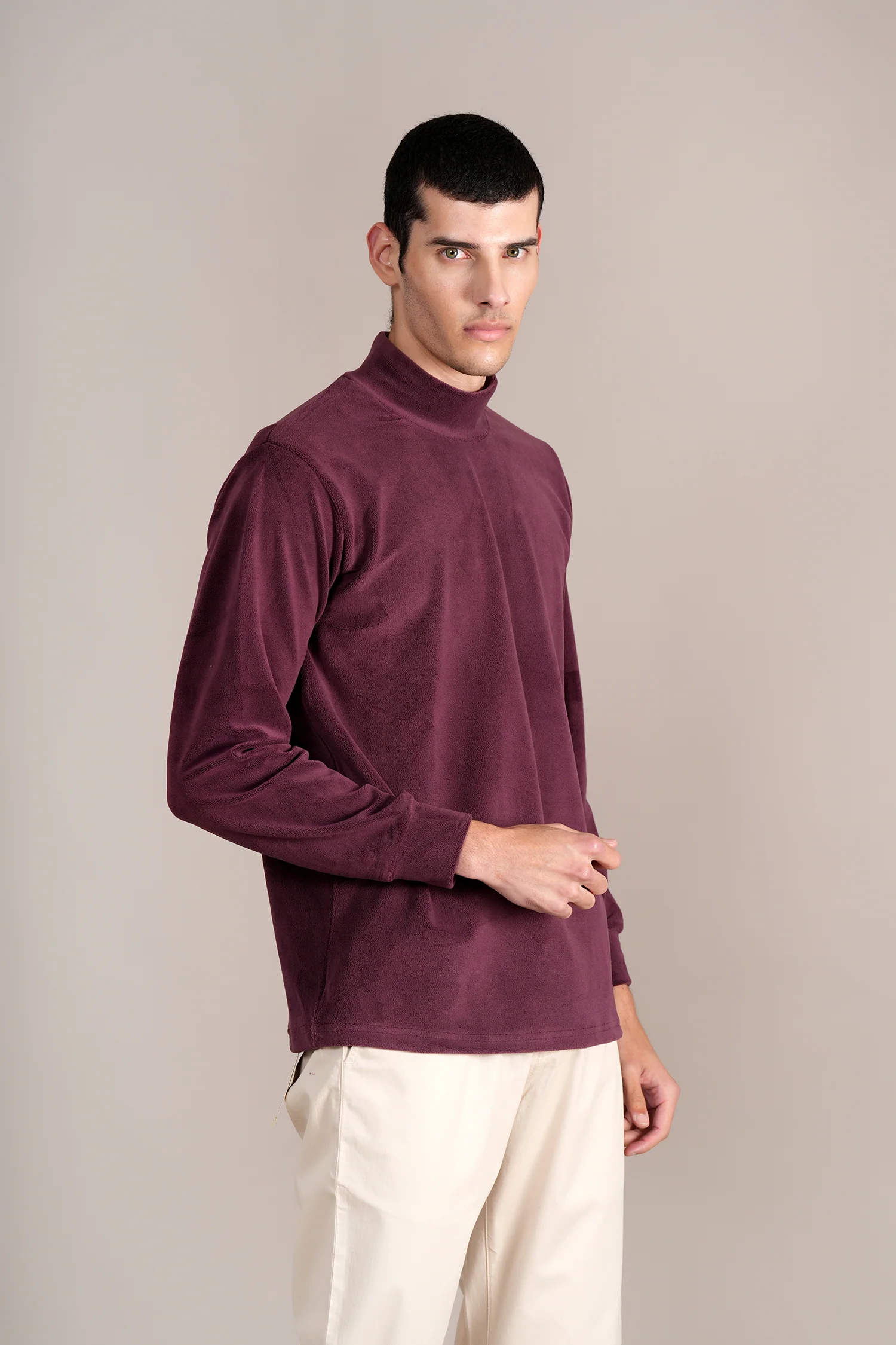 T-Shirt for Men | Breathable & Soft with Color Fastness Regular Fit High Neck Cotton Blend Fabric Solid Pattern - Image 4