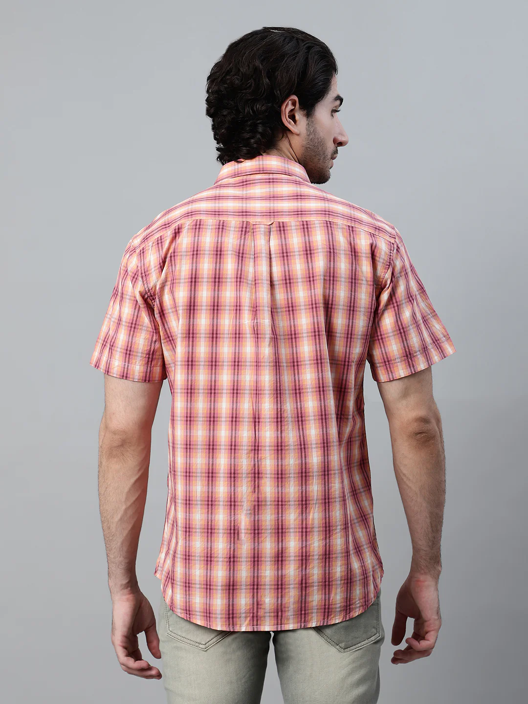 Casual Shirt for Men | Breathable & Soft with Color Fastness Regular Fit Spread Collar Neck Cotton Fabric Checkered Pattern - Image 2