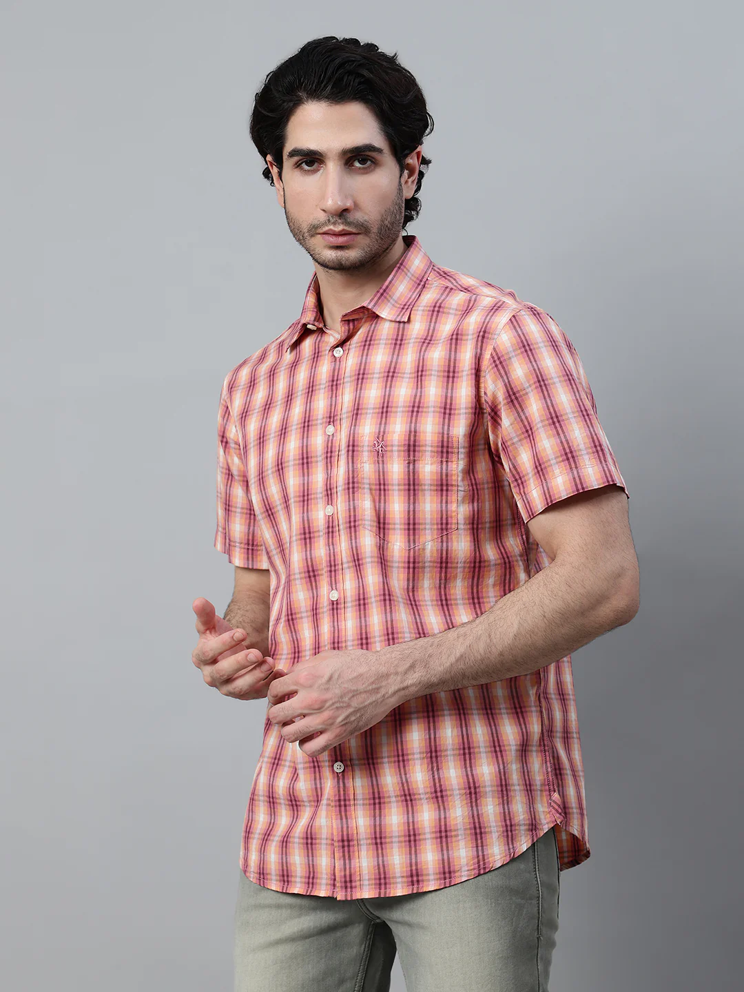 Casual Shirt for Men | Breathable & Soft with Color Fastness Regular Fit Spread Collar Neck Cotton Fabric Checkered Pattern - Image 3