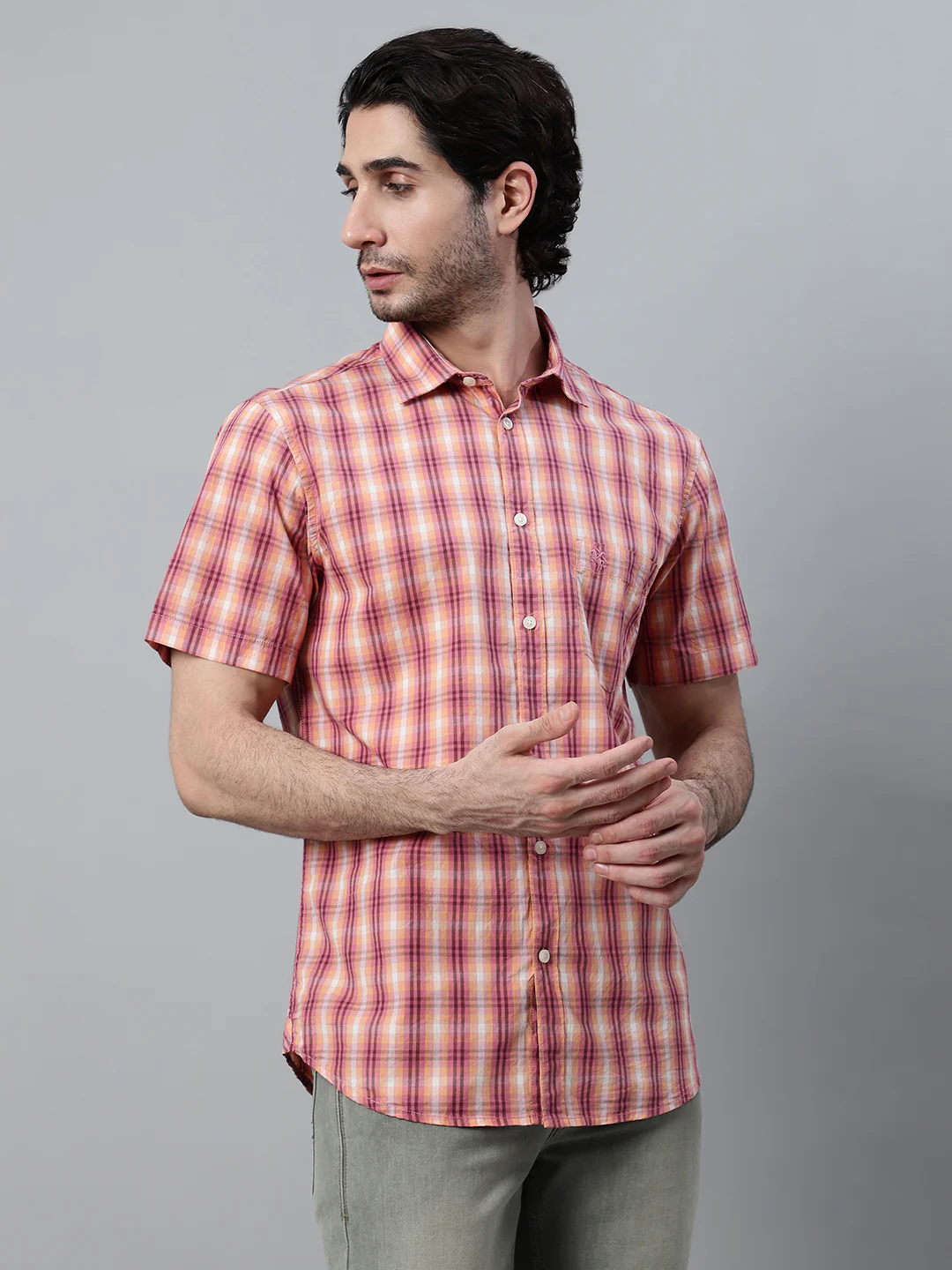 Casual Shirt for Men | Breathable & Soft with Color Fastness Regular Fit Spread Collar Neck Cotton Fabric Checkered Pattern - Image 4