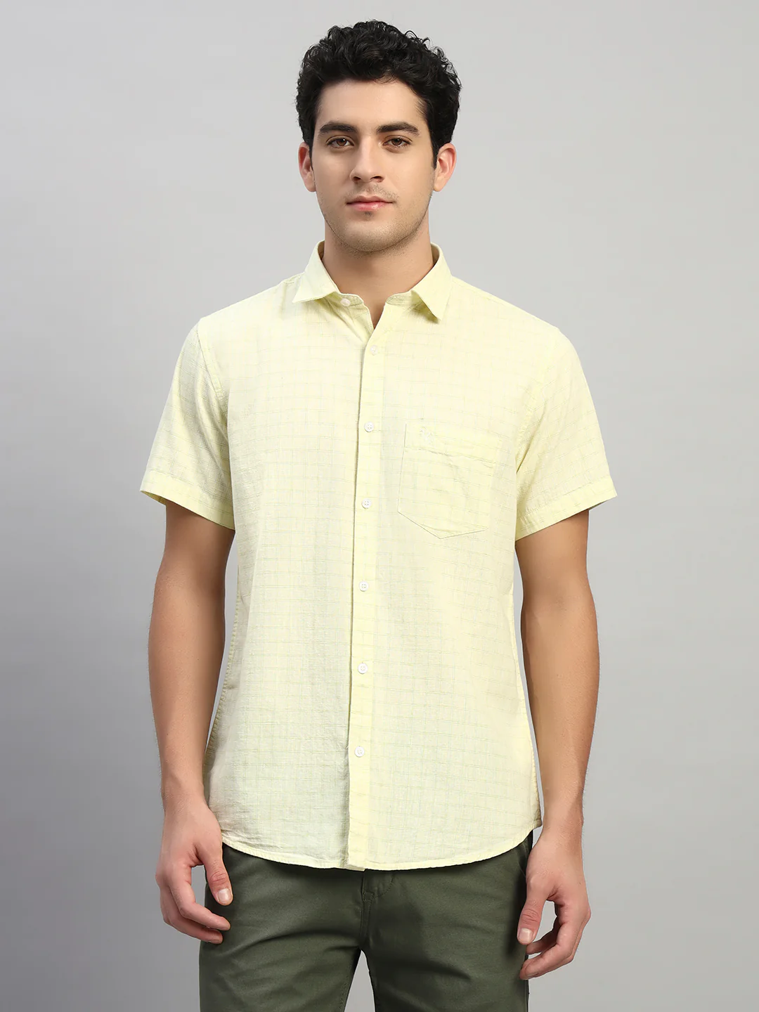 Casual Shirt for Men | Breathable & Soft with Color Fastness Regular Fit Spread Collar Neck Cotton Fabric Checkered Pattern - Image 3