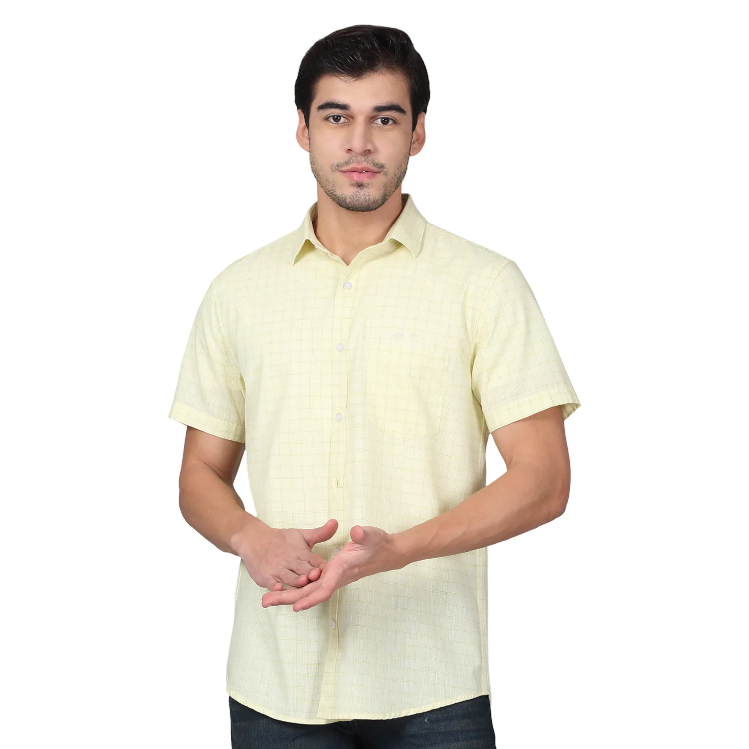 Casual Shirt for Men | Breathable & Soft with Color Fastness Regular Fit Spread Collar Neck Cotton Fabric Checkered Pattern - Image 2