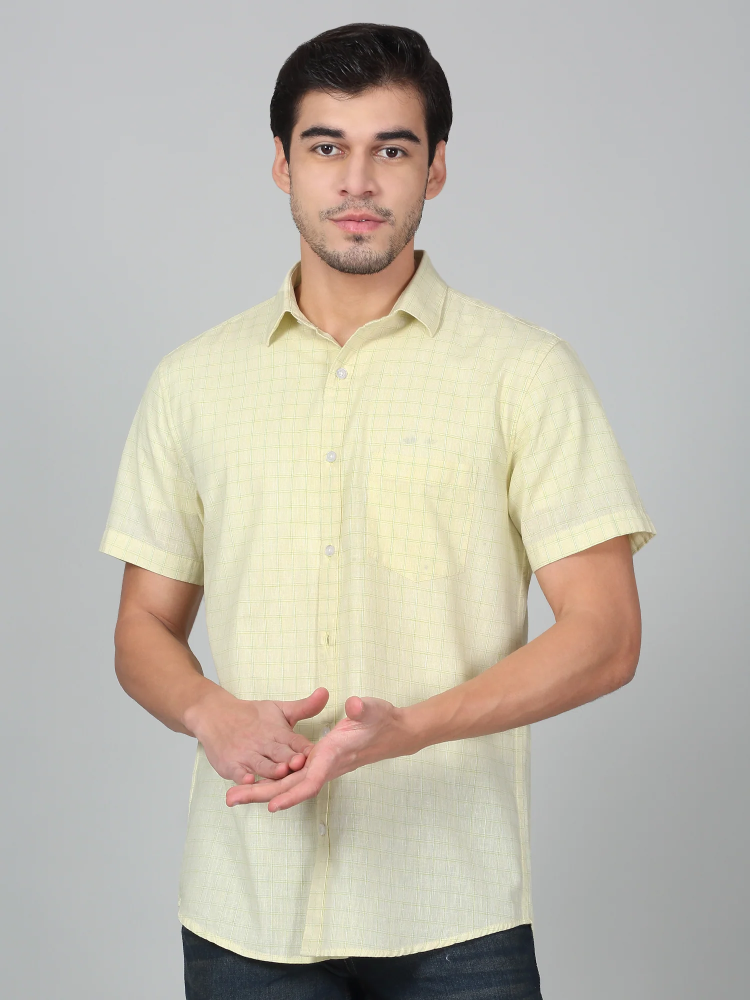 Casual Shirt for Men | Breathable & Soft with Color Fastness Regular Fit Spread Collar Neck Cotton Fabric Checkered Pattern - Image 3