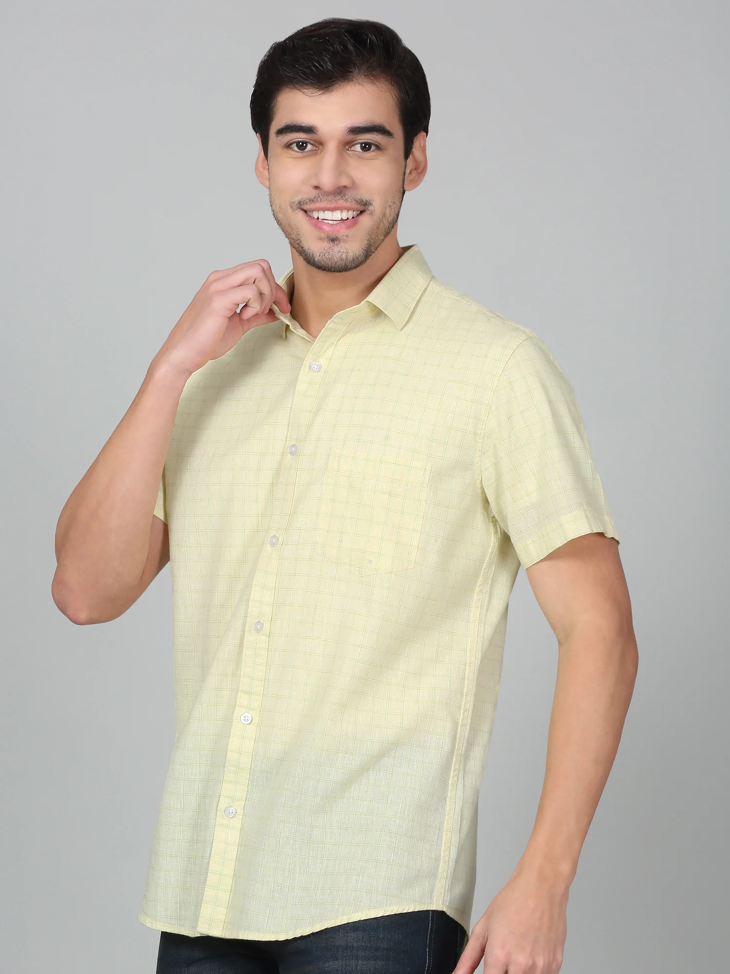 Casual Shirt for Men | Breathable & Soft with Color Fastness Regular Fit Spread Collar Neck Cotton Fabric Checkered Pattern - Image 4