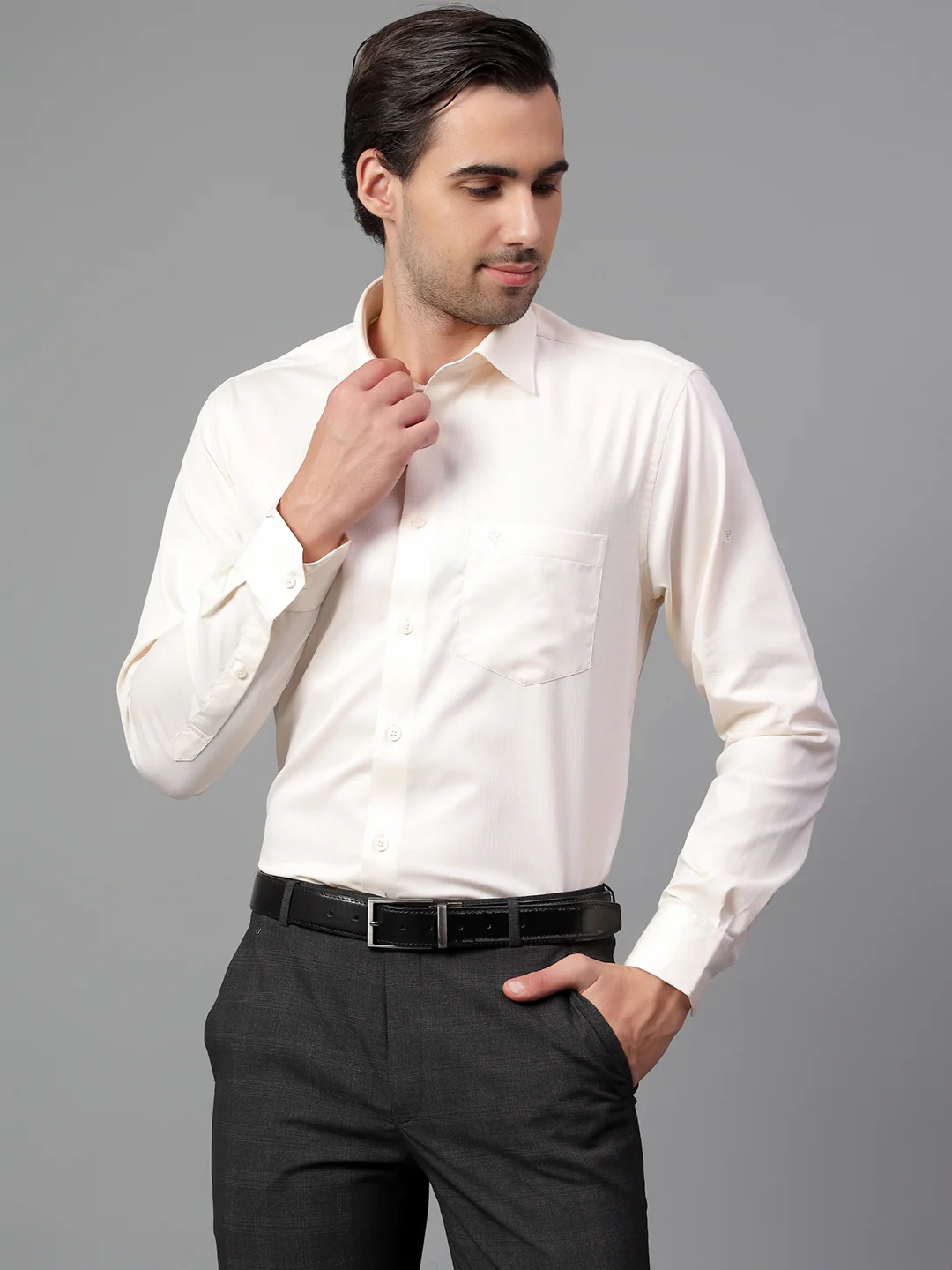 Formal Shirt for Men l Breathable & Soft with Color Fastness Regular Fit Spread Collar Neck Cotton Fabric Self Design Pattern - Image 3