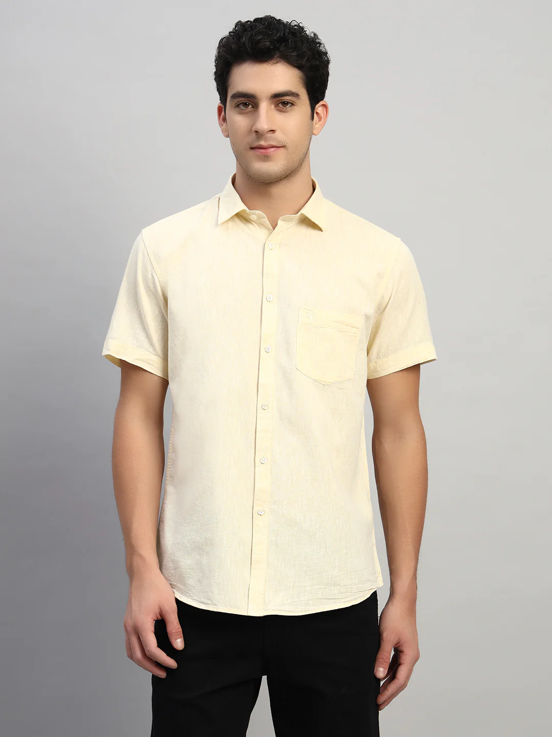 Casual Shirt for Men | Breathable & Soft with Color Fastness Regular Fit Spread Collar Neck Cotton Fabric Solid Pattern - Image 3