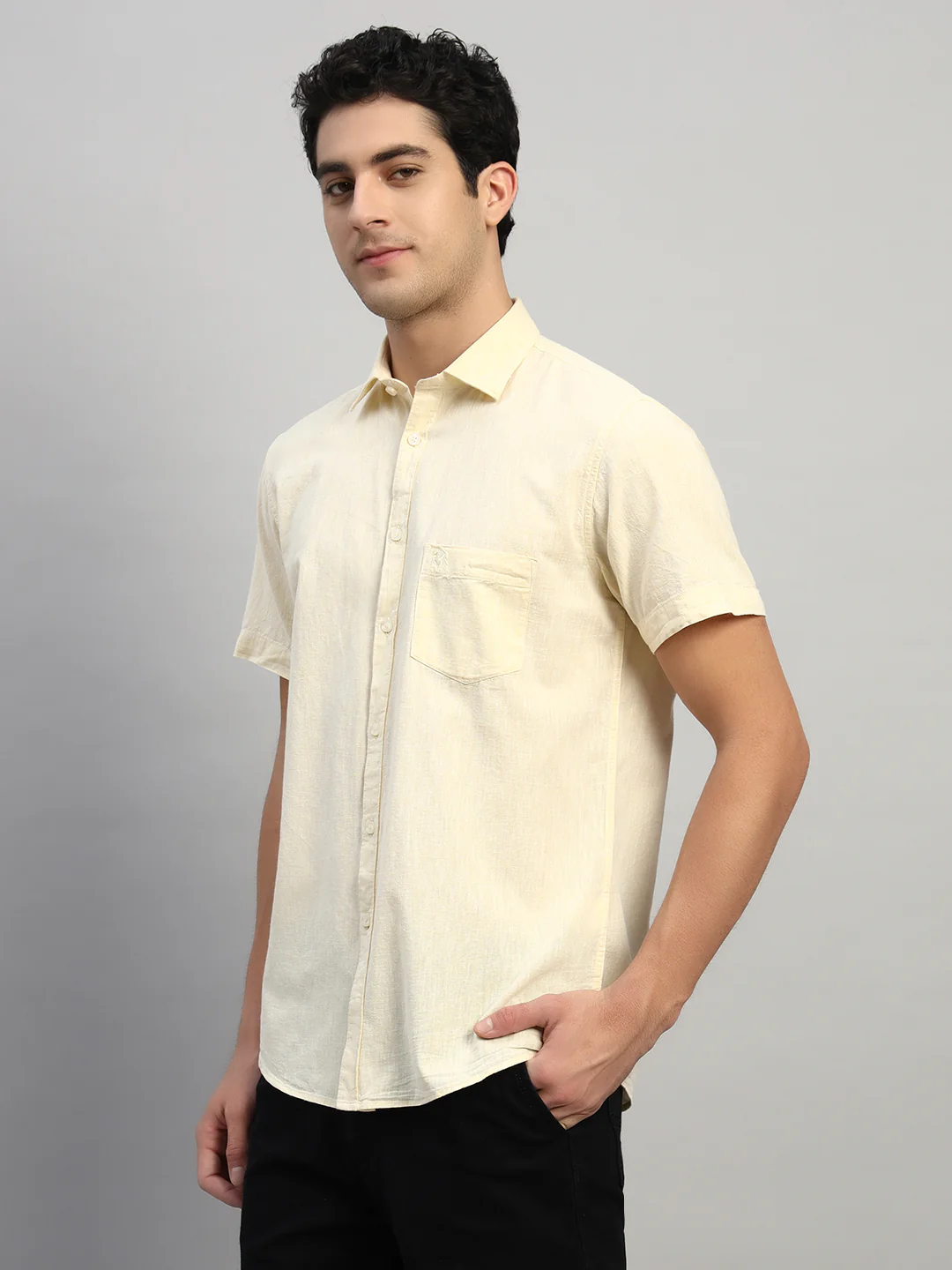 Casual Shirt for Men | Breathable & Soft with Color Fastness Regular Fit Spread Collar Neck Cotton Fabric Solid Pattern - Image 4