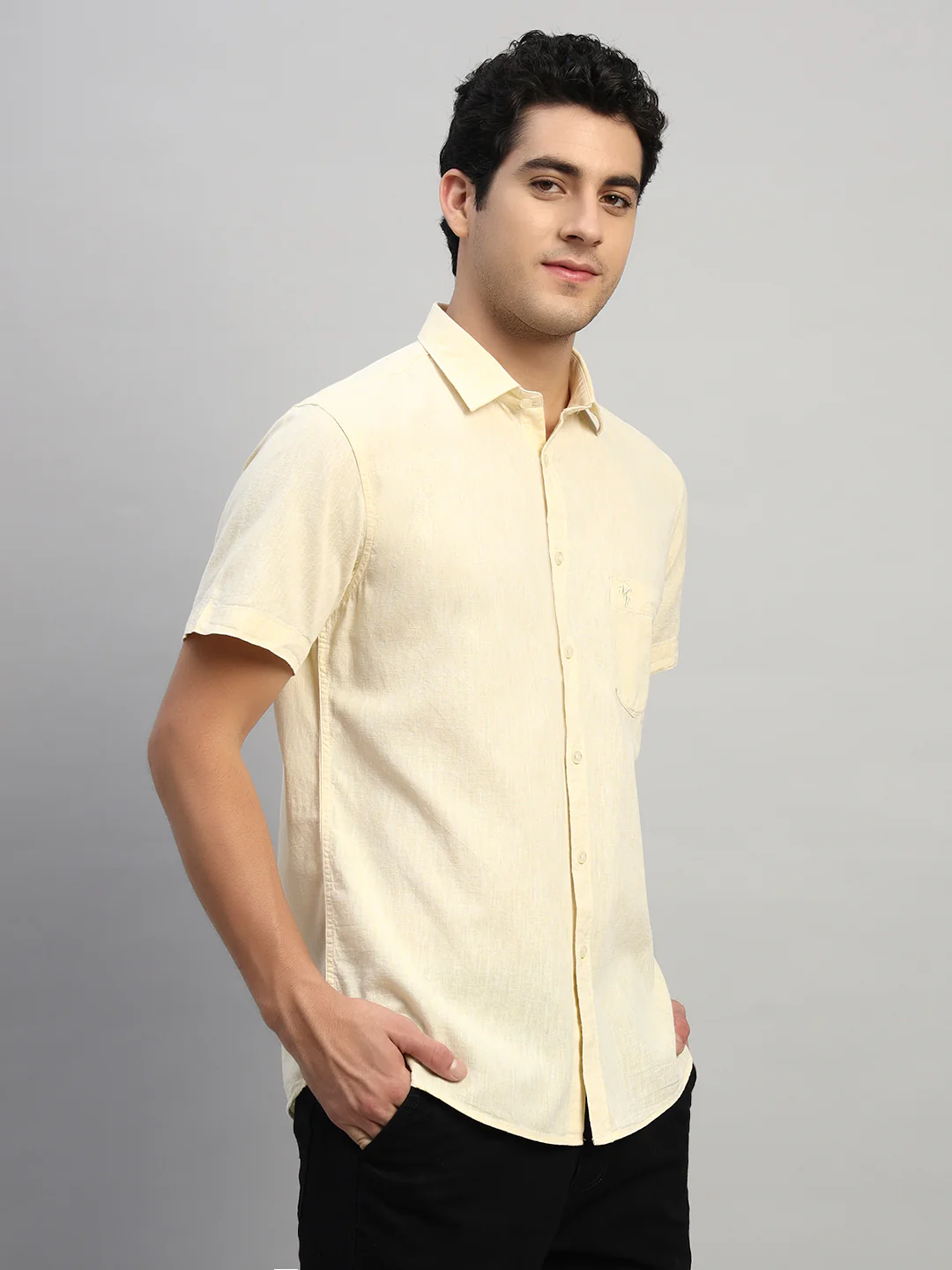 Casual Shirt for Men | Breathable & Soft with Color Fastness Regular Fit Spread Collar Neck Cotton Fabric Solid Pattern - Image 5