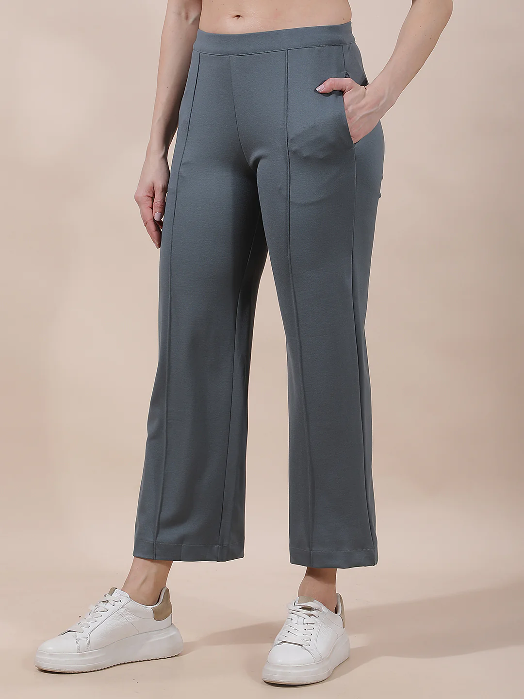 Pant for Women l Breathable & Soft with Color Fastness Regular Fit Nylon Fabric Solid Pattern - Image 4
