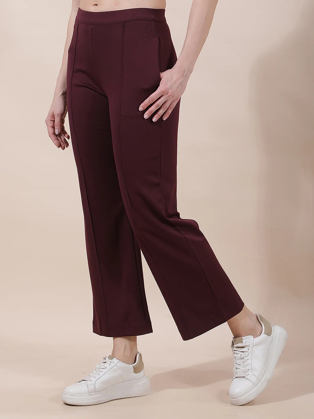 Pant for Women l Breathable & Soft with Color Fastness Regular Fit Nylon Fabric Solid Pattern - Image 5