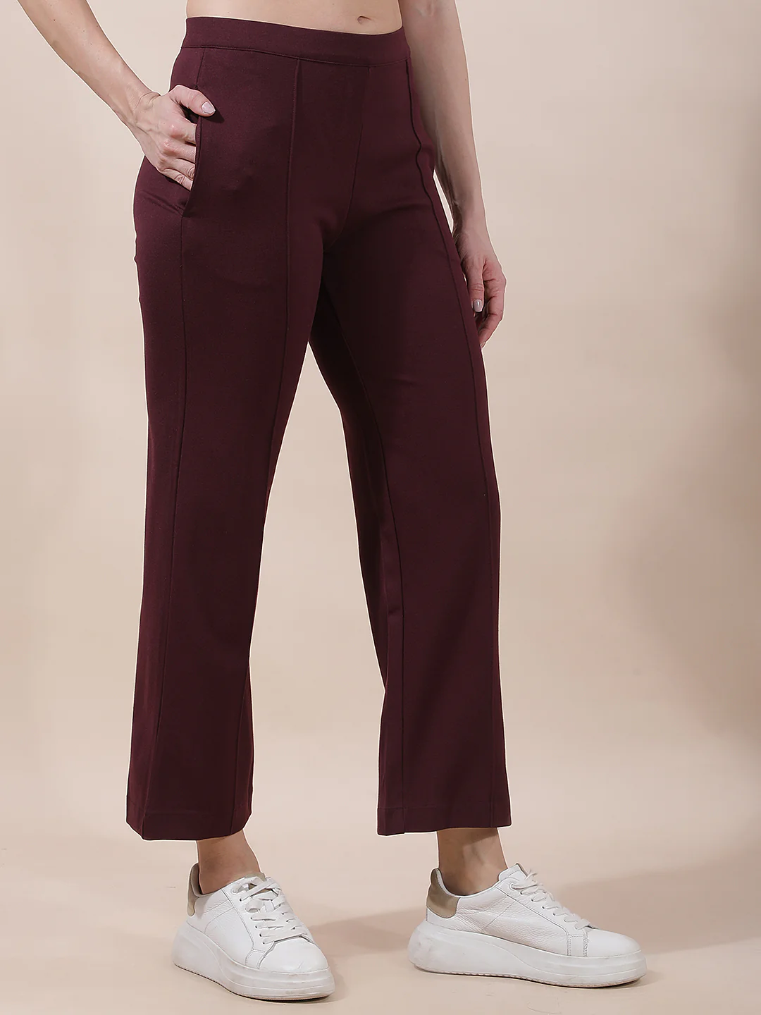 Pant for Women l Breathable & Soft with Color Fastness Regular Fit Nylon Fabric Solid Pattern - Image 6