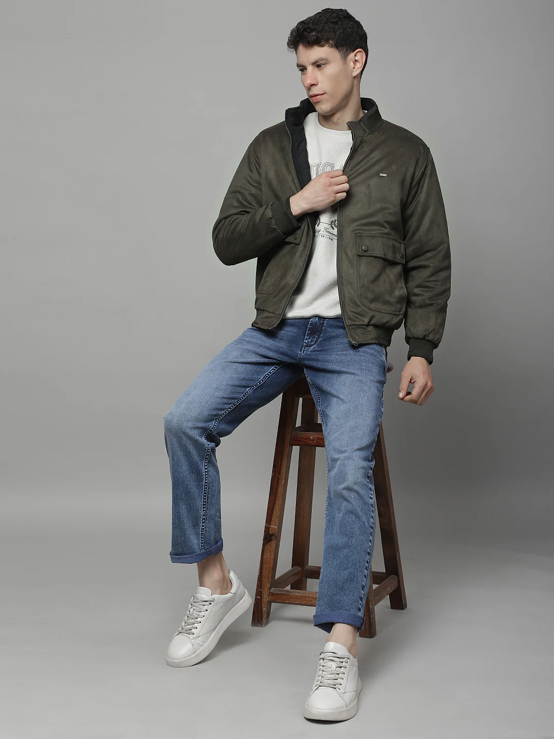 Reversible Jacket for Men | Premium Casual Jacket Regular Fit Mock Neck Suede Fabric Solid Pattern - Image 5