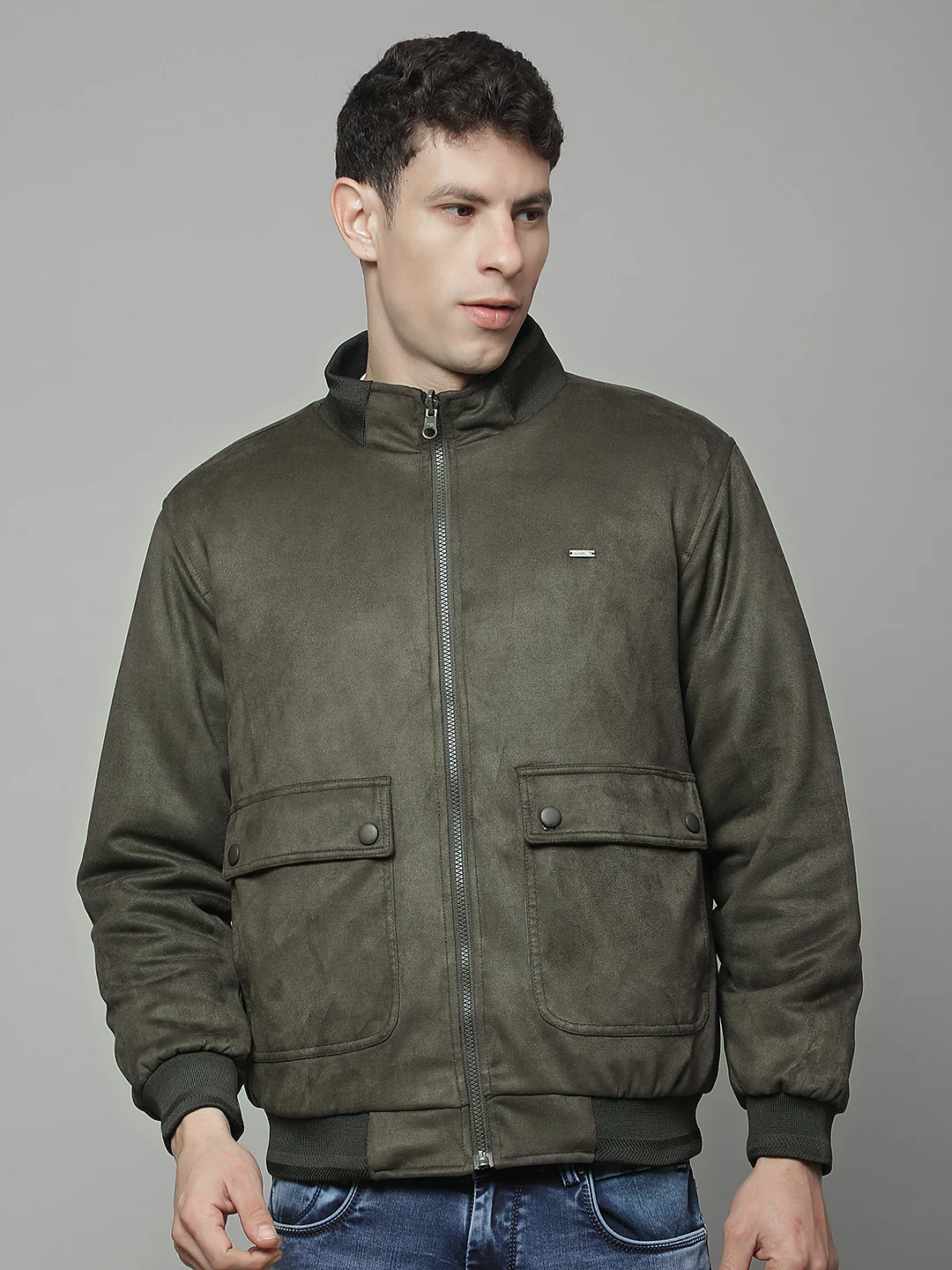 Reversible Jacket for Men | Premium Casual Jacket Regular Fit Mock Neck Suede Fabric Solid Pattern - Image 6