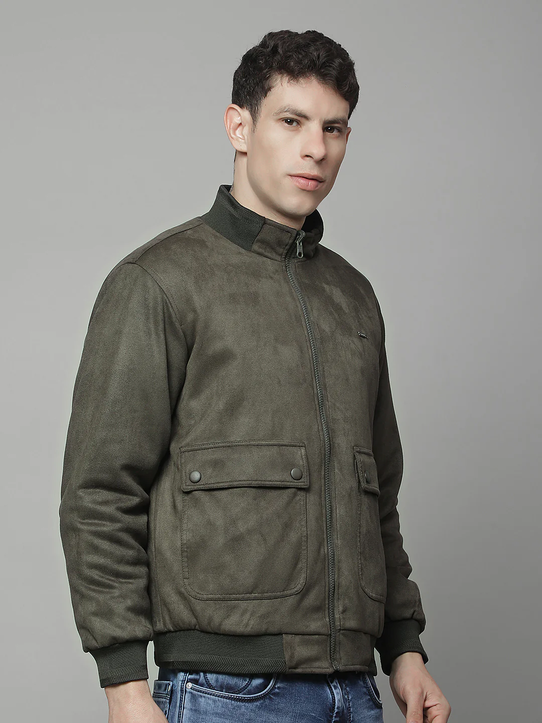 Reversible Jacket for Men | Premium Casual Jacket Regular Fit Mock Neck Suede Fabric Solid Pattern - Image 8