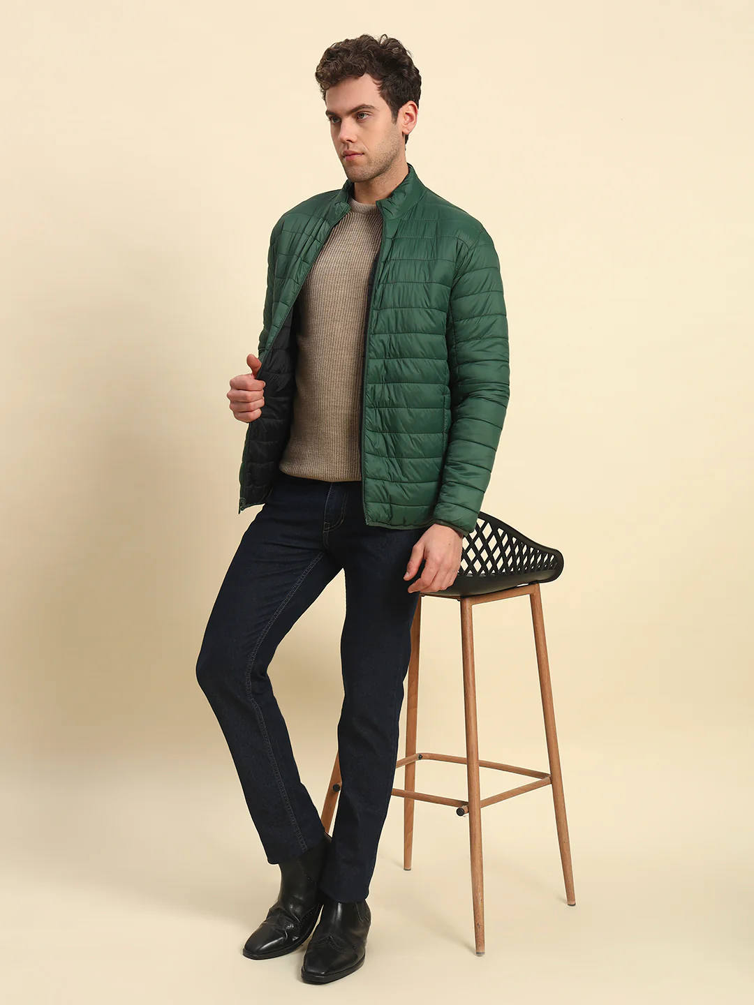 Reversible Jacket for Men | Premium Casual Jacket Smart Fit Mock Neck Nylon Fabric Solid Pattern - Image 2
