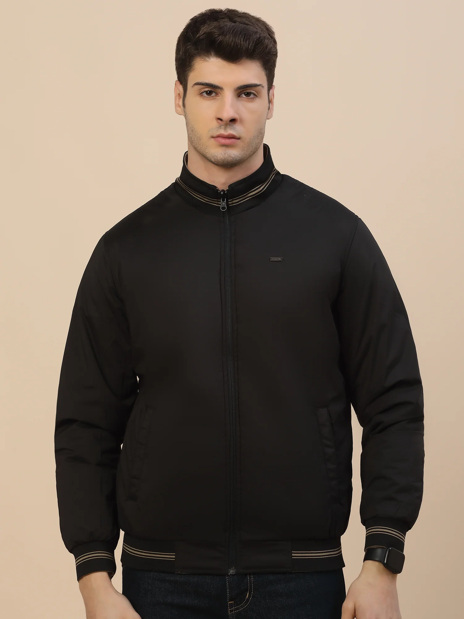 Reversible Jacket for Men | Premium Casual Jacket Smart Fit Mock Neck Nylon Fabric Solid Pattern - Image 2