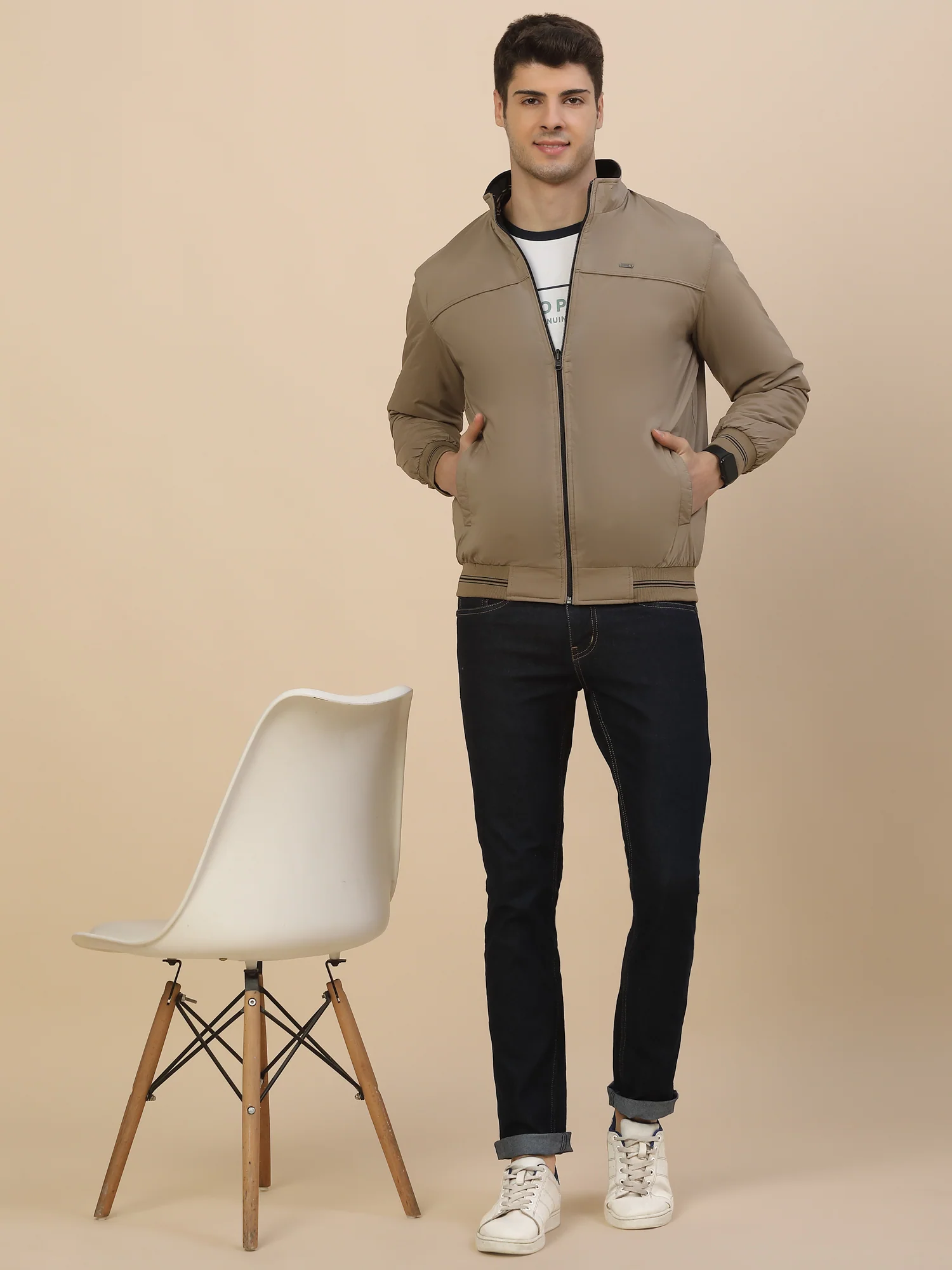 Reversible Jacket for Men | Premium Casual Jacket Smart Fit Mock Neck Nylon Fabric Solid Pattern - Image 7