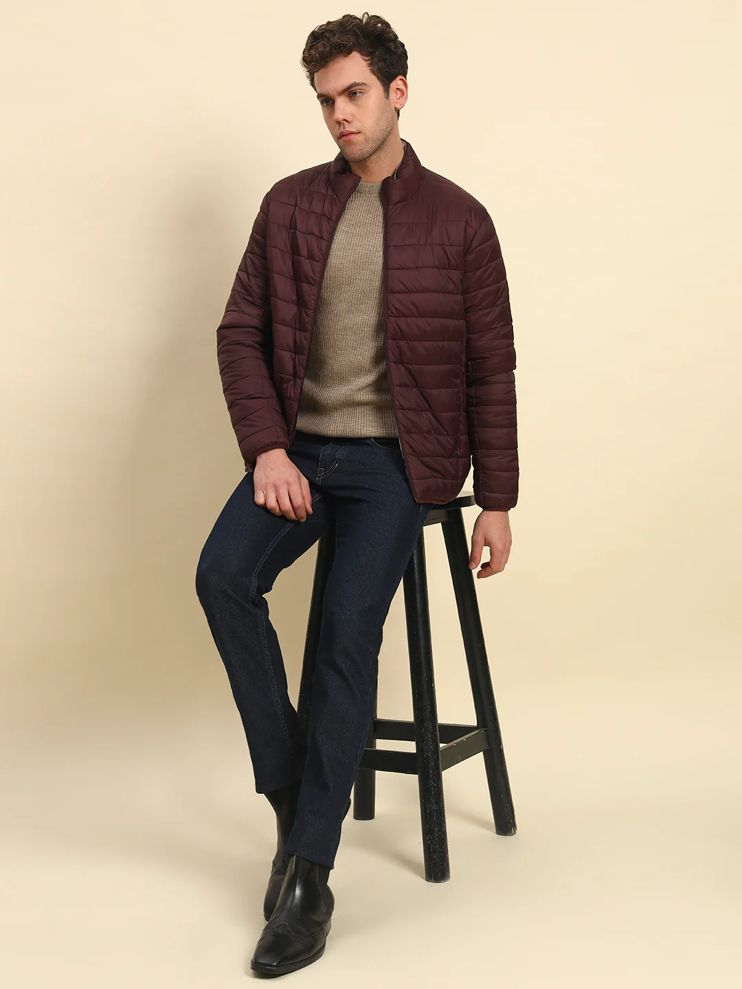 Reversible Jacket for Men | Premium Casual Jacket Smart Fit Mock Neck Nylon Fabric Solid Pattern - Image 2