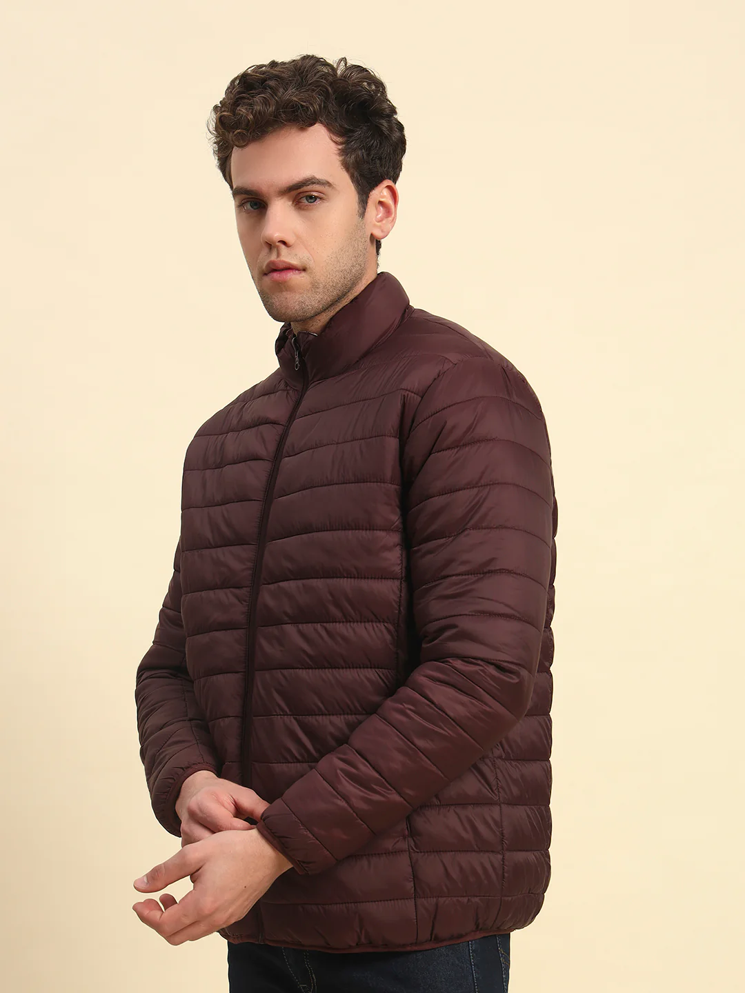 Reversible Jacket for Men | Premium Casual Jacket Smart Fit Mock Neck Nylon Fabric Solid Pattern - Image 5