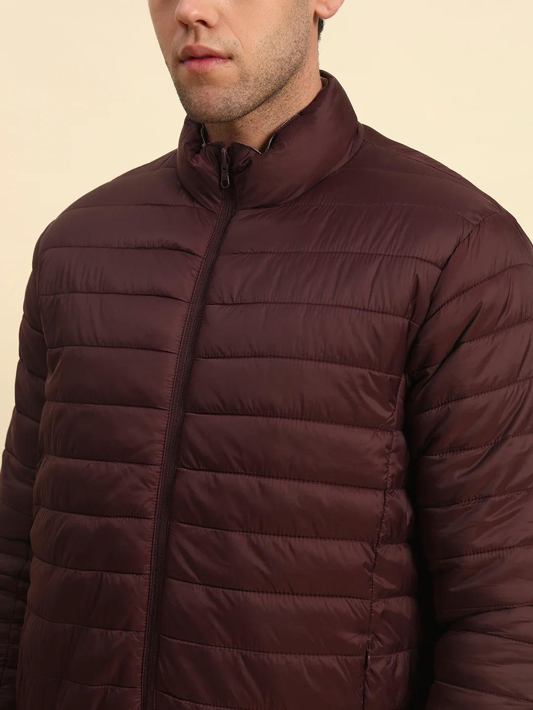 Reversible Jacket for Men | Premium Casual Jacket Smart Fit Mock Neck Nylon Fabric Solid Pattern - Image 7