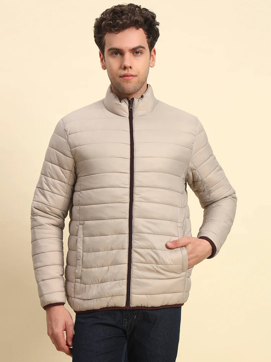 Reversible Jacket for Men | Premium Casual Jacket Smart Fit Mock Neck Nylon Fabric Solid Pattern - Image 8