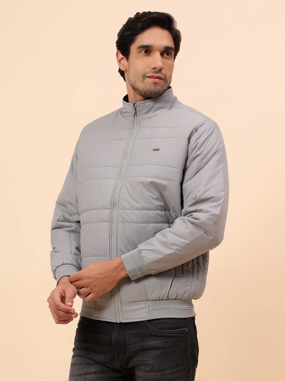 Reversible Jacket for Men | Premium Casual Jacket Smart Fit Mock Neck Poly Blend Fabric Solid Pattern - Image 4