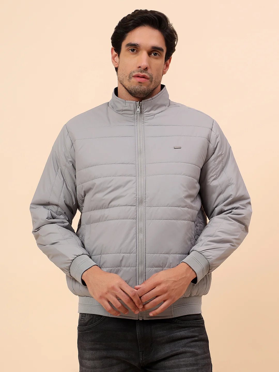 Reversible Jacket for Men | Premium Casual Jacket Smart Fit Mock Neck Poly Blend Fabric Solid Pattern - Image 5