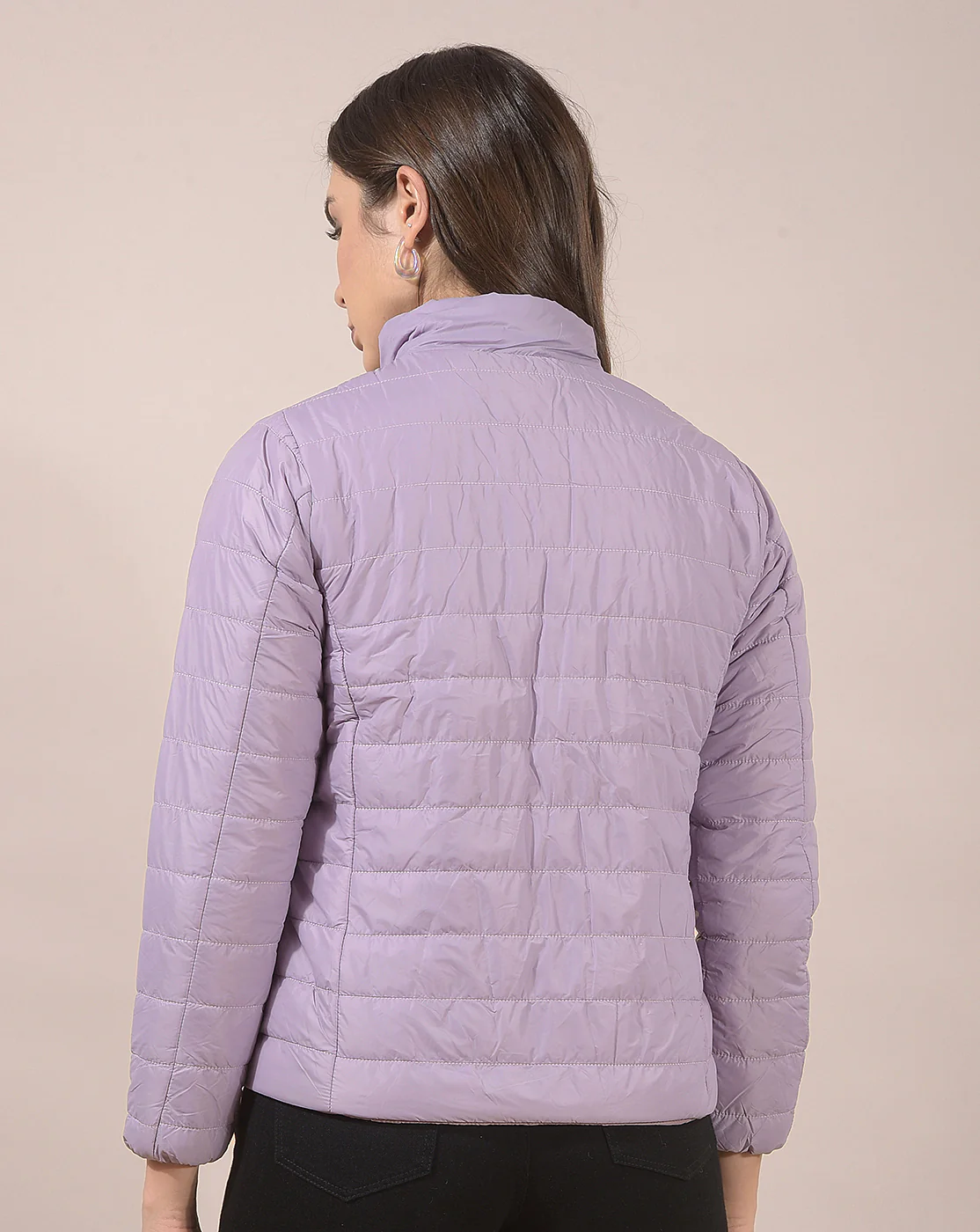 Reversible Jacket for Women | Premium Casual Jacket Regular Fit Mandarin Neck Nylon Fabric Solid Pattern - Image 3