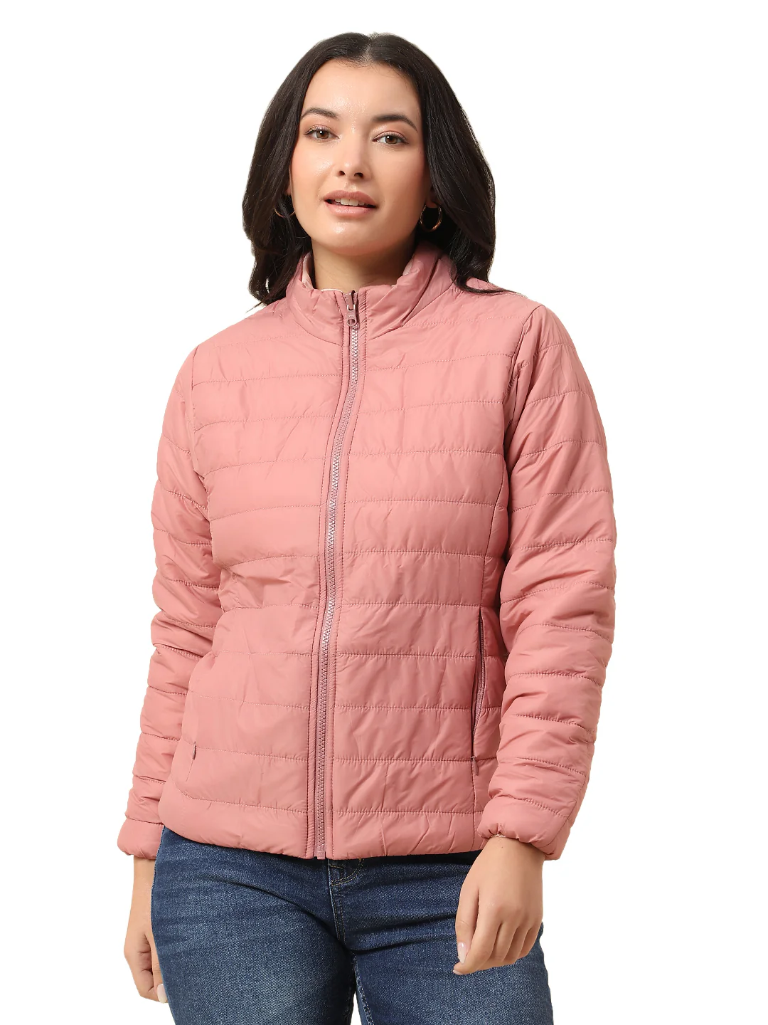 Reversible Jacket for Women | Premium Casual Jacket Regular Fit Mock Neck Nylon Fabric Solid Pattern - Image 10