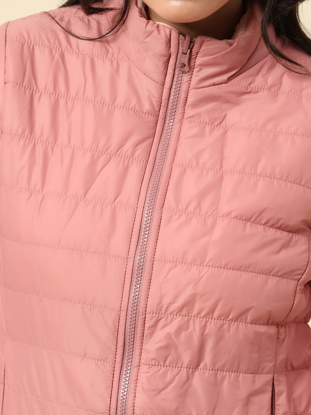 Reversible Jacket for Women | Premium Casual Jacket Regular Fit Mock Neck Nylon Fabric Solid Pattern - Image 6