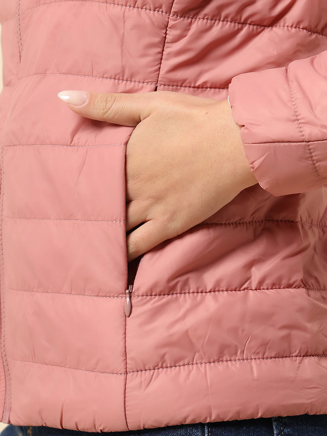 Reversible Jacket for Women | Premium Casual Jacket Regular Fit Mock Neck Nylon Fabric Solid Pattern - Image 8