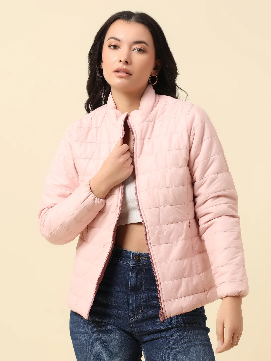 Reversible Jacket for Women | Premium Casual Jacket Regular Fit Mock Neck Nylon Fabric Solid Pattern - Image 9