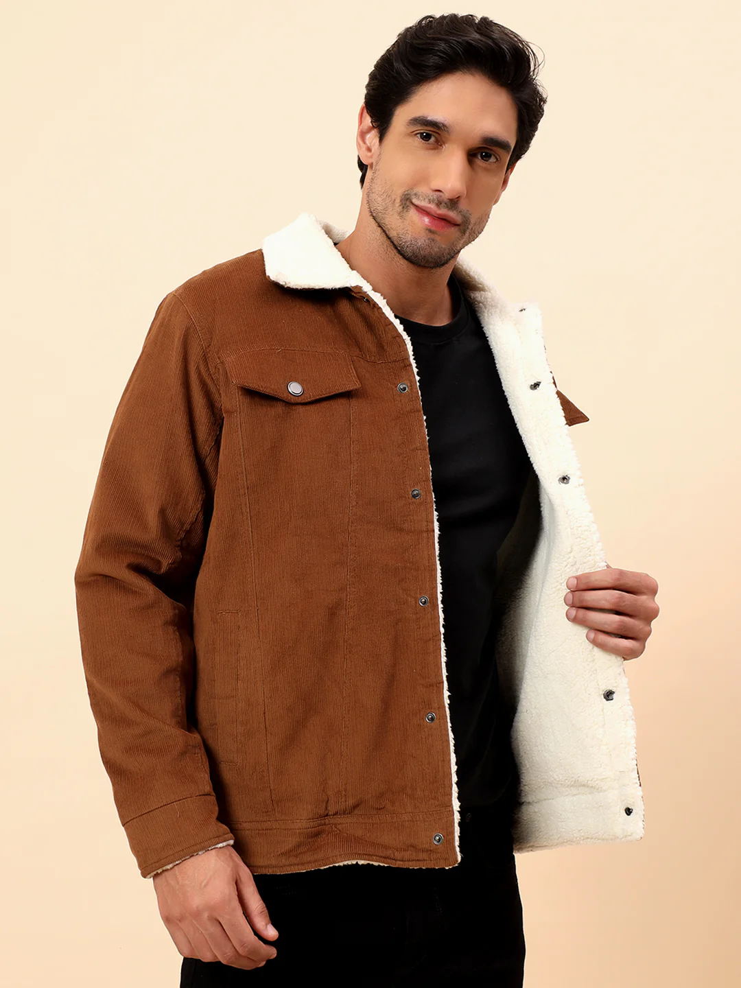 Shacket for Men | Premium Casual Shacket Smart Fit Spread Collar Poly Blend Fabric Solid Pattern - Image 2