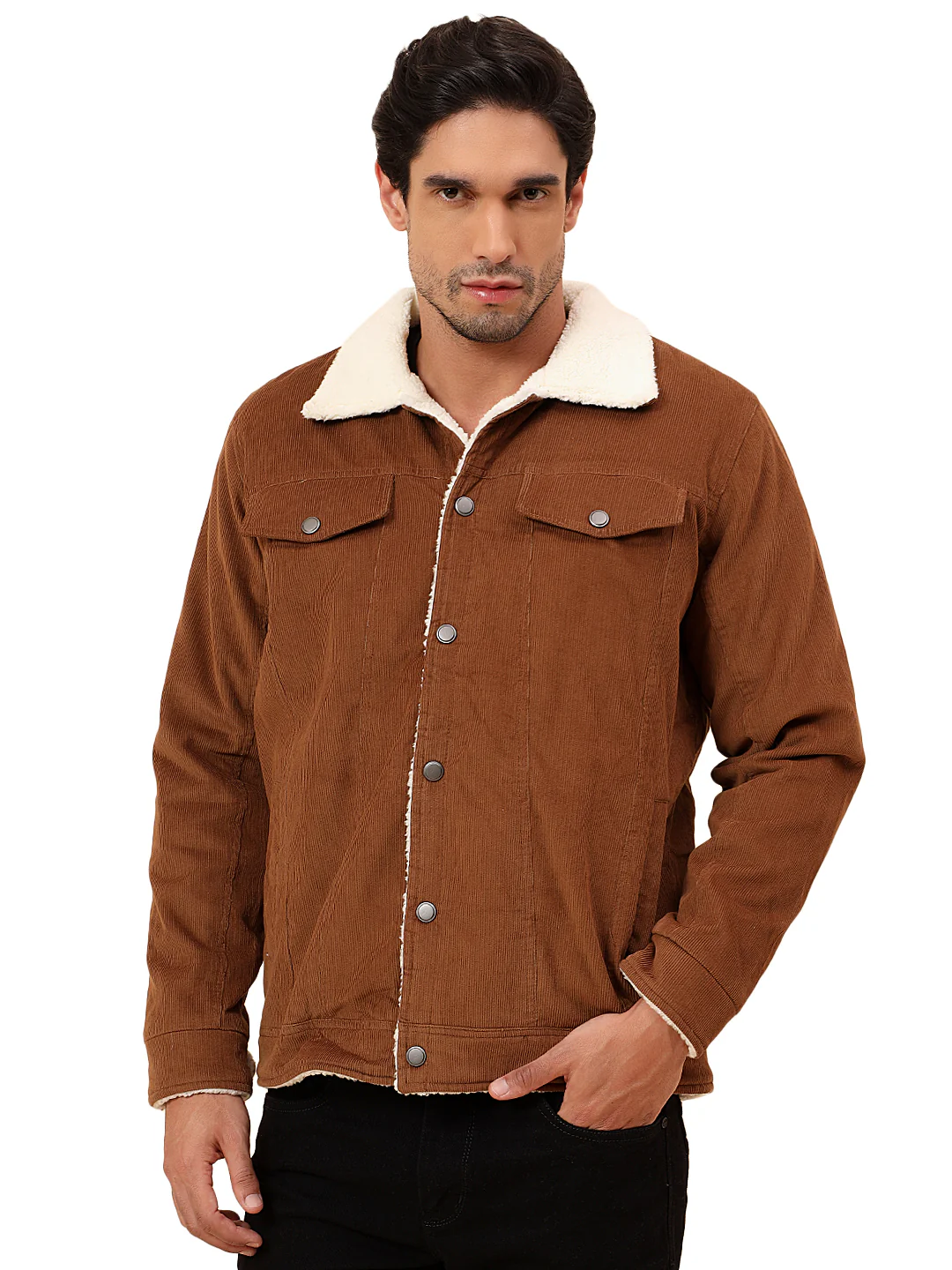 Shacket for Men | Premium Casual Shacket Smart Fit Spread Collar Poly Blend Fabric Solid Pattern - Image 9