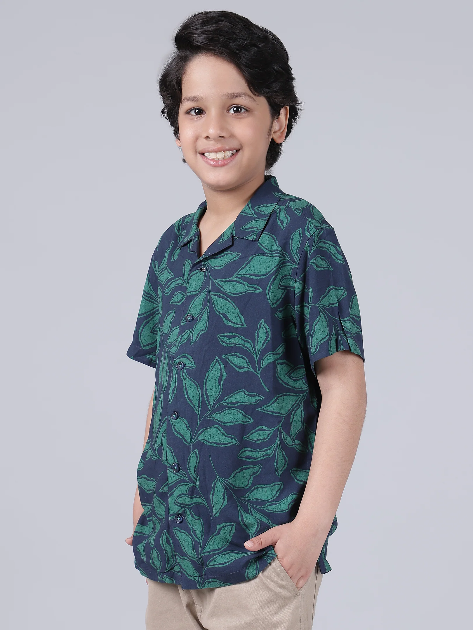 Shirt for Boys | Breathable & Soft with Color Fastness Regular Fit Spread Collar Neck Cotton Modal Fabric Printed Pattern - Image 4