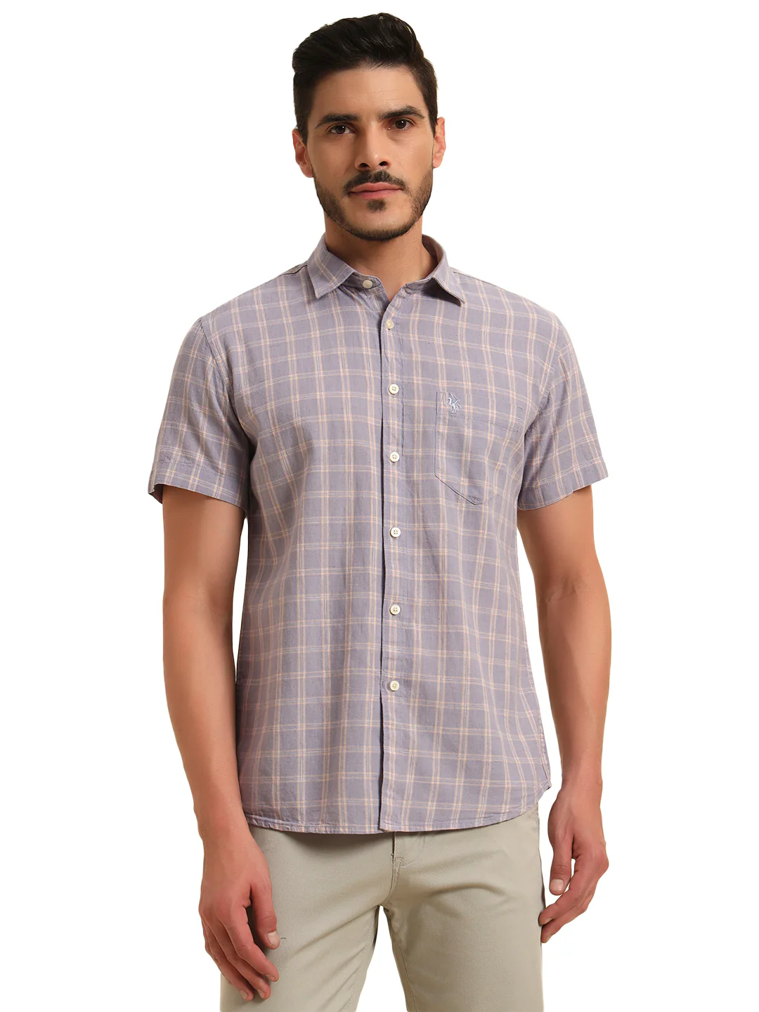 Casual Shirt for Men | Breathable & Soft with Color Fastness Regular Fit Spread Collar Neck Cotton Fabric Checkered Pattern - Image 3