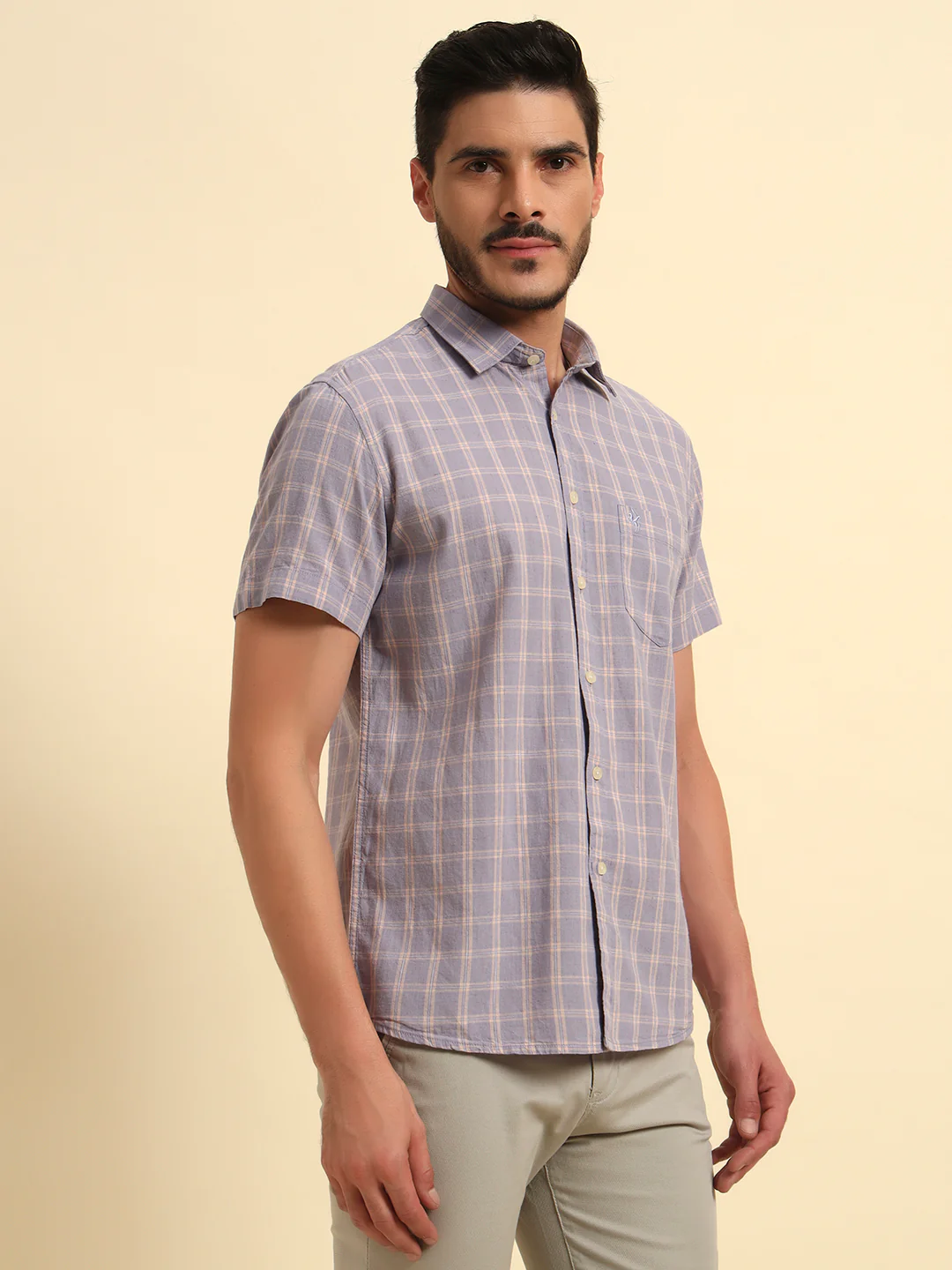 Casual Shirt for Men | Breathable & Soft with Color Fastness Regular Fit Spread Collar Neck Cotton Fabric Checkered Pattern - Image 6