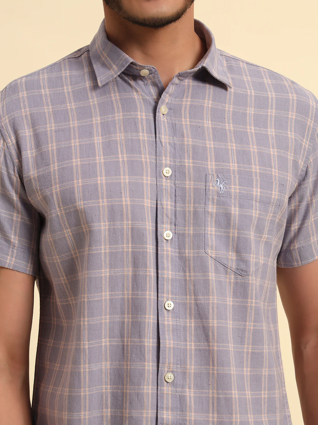 Casual Shirt for Men | Breathable & Soft with Color Fastness Regular Fit Spread Collar Neck Cotton Fabric Checkered Pattern - Image 8