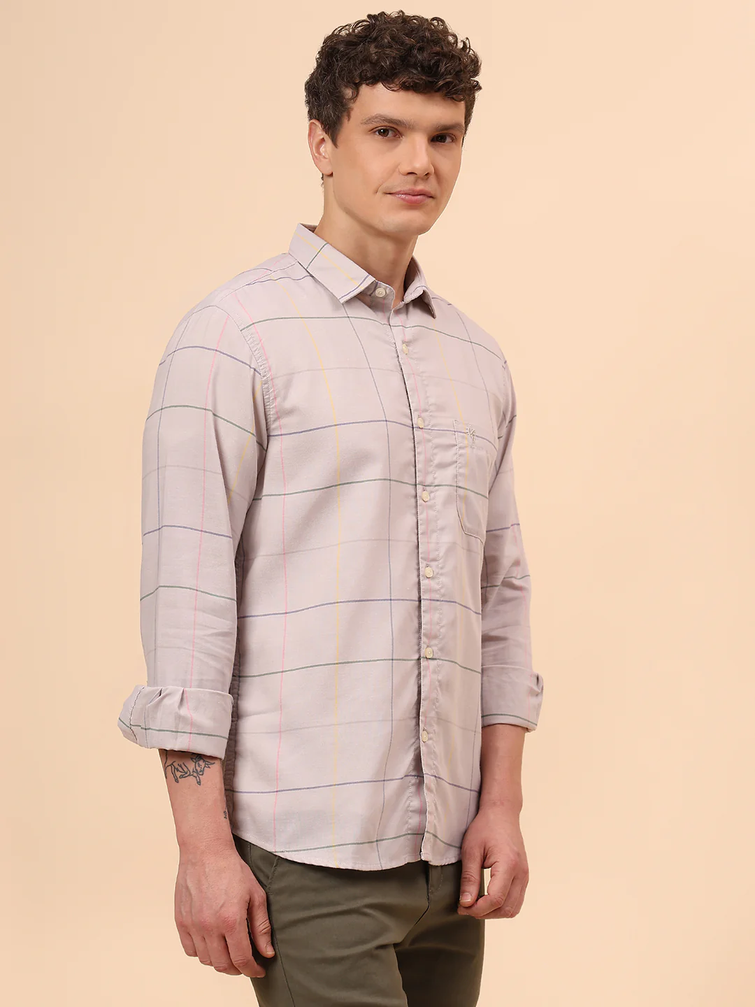 Casual Shirt for Men | Breathable & Soft with Color Fastness Regular Fit Spread Collar Neck Cotton Blend Fabric Checkered Pattern - Image 5