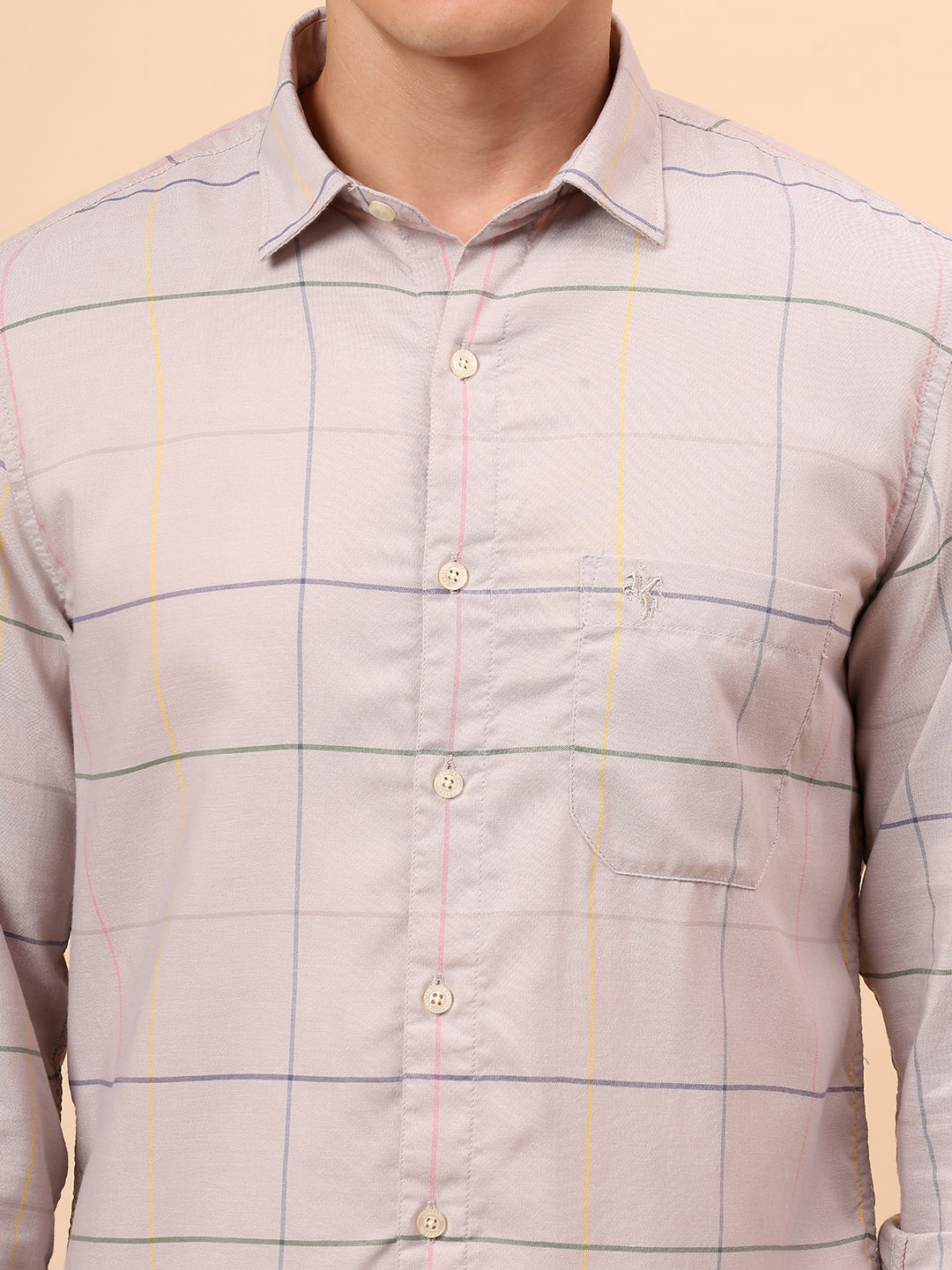 Casual Shirt for Men | Breathable & Soft with Color Fastness Regular Fit Spread Collar Neck Cotton Blend Fabric Checkered Pattern - Image 7