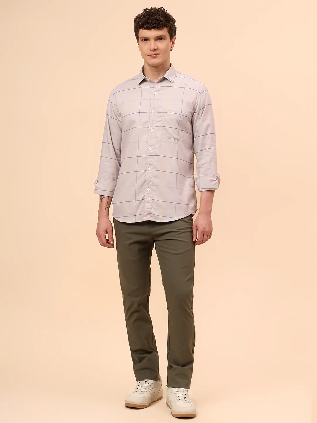 Casual Shirt for Men | Breathable & Soft with Color Fastness Regular Fit Spread Collar Neck Cotton Blend Fabric Checkered Pattern - Image 8