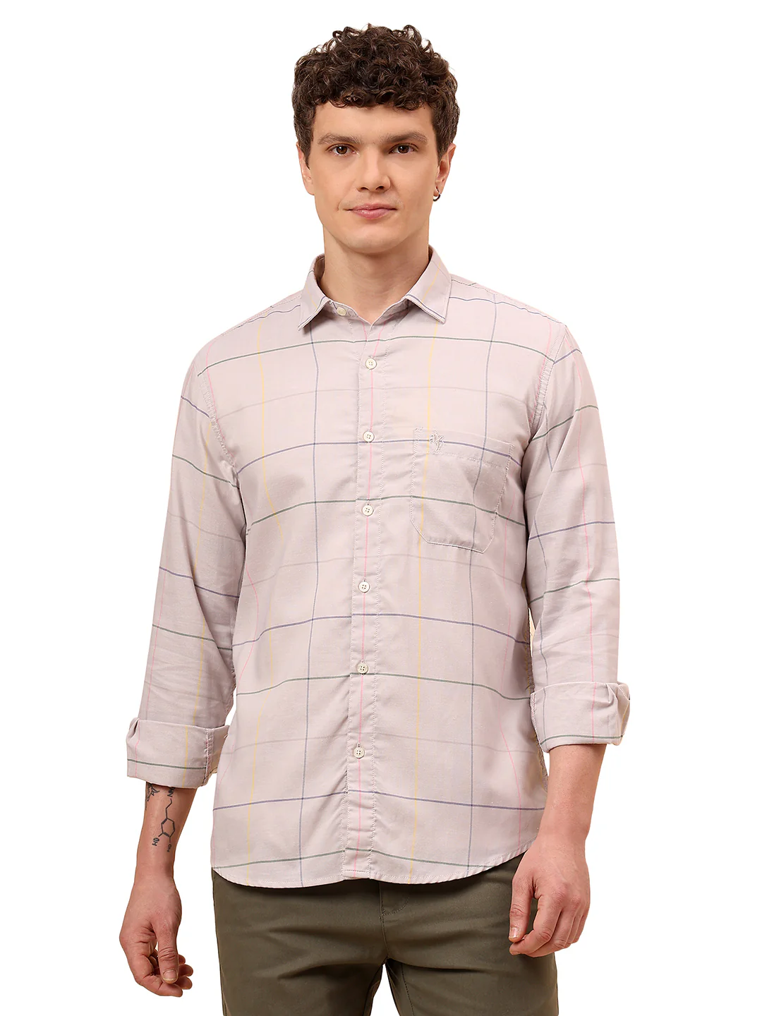 Casual Shirt for Men | Breathable & Soft with Color Fastness Regular Fit Spread Collar Neck Cotton Blend Fabric Checkered Pattern - Image 9