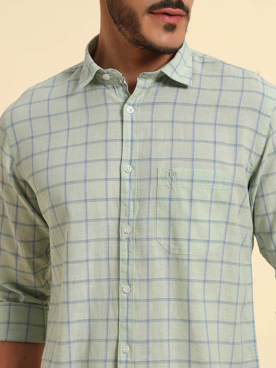 Casual Shirt for Men | Breathable & Soft with Color Fastness Regular Fit Spread Collar Neck Cotton Fabric Checkered Pattern - Image 8