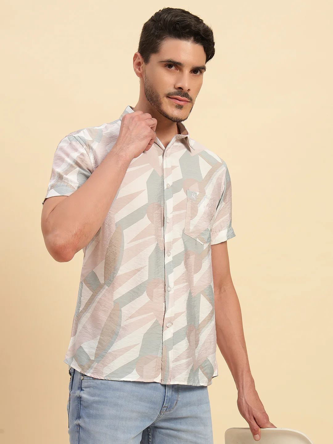 Casual Shirt for Men | Breathable & Soft with Color Fastness Regular Fit Spread Collar Neck Viscose Fabric Printed Pattern - Image 10