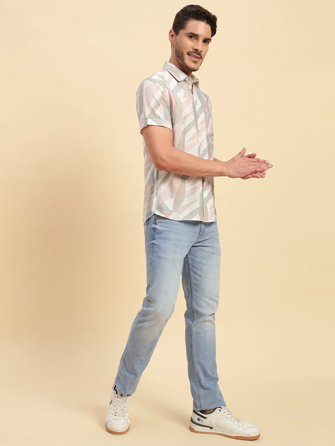 Casual Shirt for Men | Breathable & Soft with Color Fastness Regular Fit Spread Collar Neck Viscose Fabric Printed Pattern - Image 7