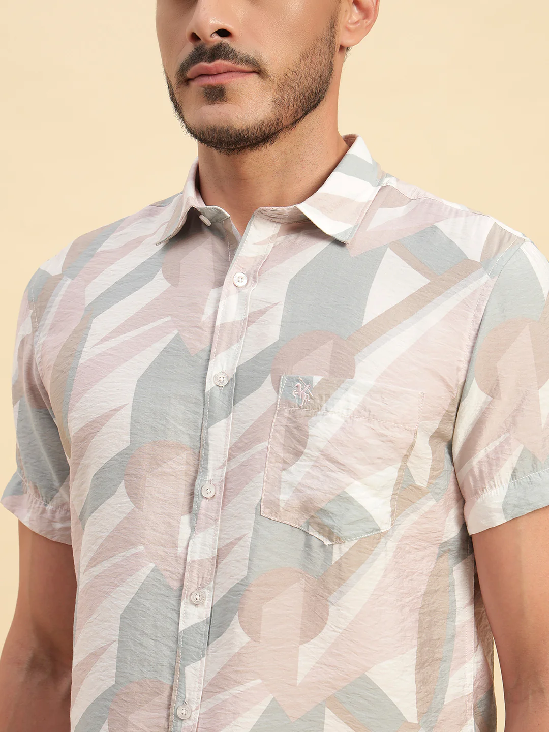Casual Shirt for Men | Breathable & Soft with Color Fastness Regular Fit Spread Collar Neck Viscose Fabric Printed Pattern - Image 8