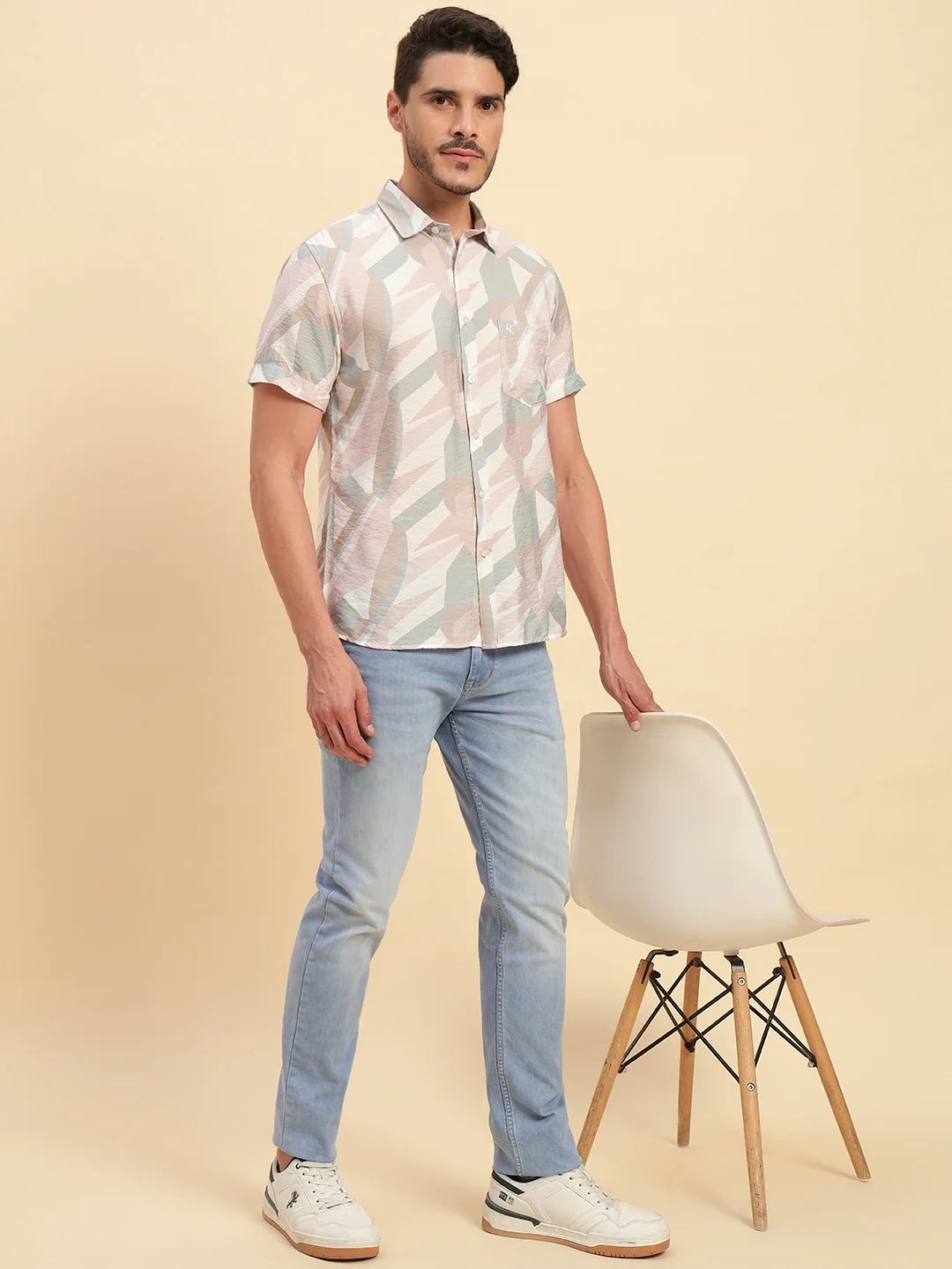 Casual Shirt for Men | Breathable & Soft with Color Fastness Regular Fit Spread Collar Neck Viscose Fabric Printed Pattern - Image 9
